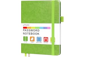 UpUGo Password Book with Alphabetical Tabs, Internet Address and Password Keeper Notebook for Computer & Website Logins, Medium Compact Size, Apple Green