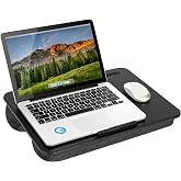 LAPGEAR The Original Lap Desk &ndash; Black, Fits 17" Laptops | Microbead Cushion, Device Ledge, Built-In Pencil Tray, Carry Handle