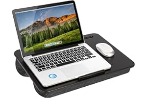 LAPGEAR Original Lap Desk – Large (17.9” x 13”) | Fits Up to 17.3” Laptops | Cushioned with Device Ledge, Pencil Tray & Handle | Portable & Lightweight | Black – Style No. 45148