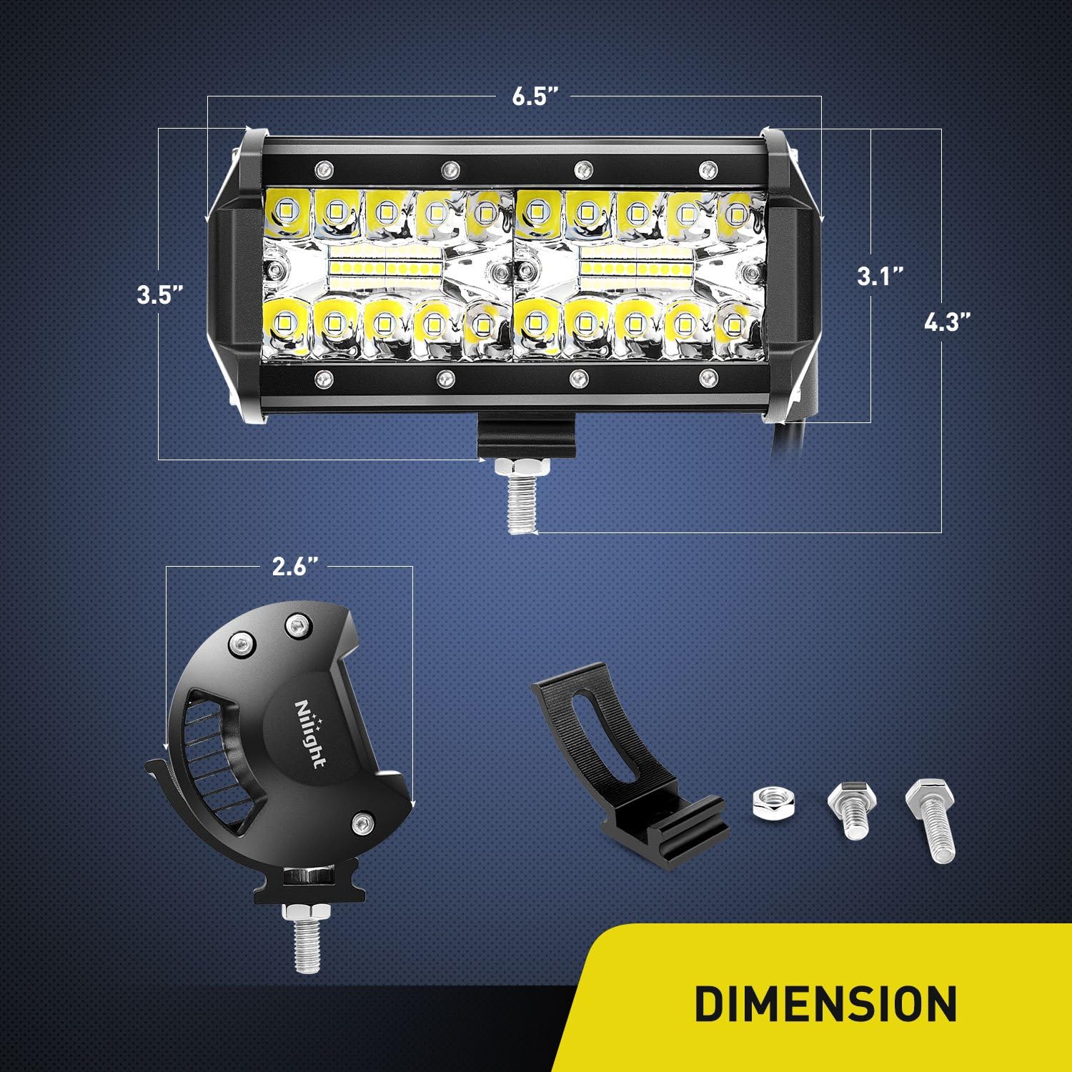 Nilight ZH303 2PCS 6.5 Inch 120W Spot & Flood Combo Driving 16AWG Wiring Harness for Led Work Light Triple Rows Off-Road Truck Car ATV SUV, 2 Years Warranty: Automotive