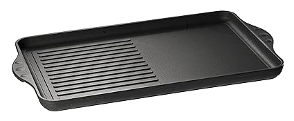 EUROLUX Aluguss-Grillplatte für INDUKTION - halb glatt - halb gerippt, 43 x 28 x 2 cm, Ceramikoberfläche - PFOA-Frei - MADE I