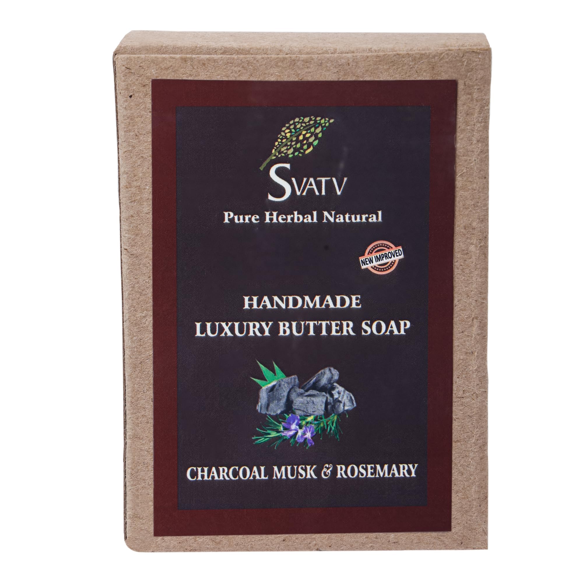 SVATV Soap Charcoal Musk & Rosemary - Best Exfoliating Bar, Traditional Ayurvedic Herbal Soap For All Skin Type - 125 Grams