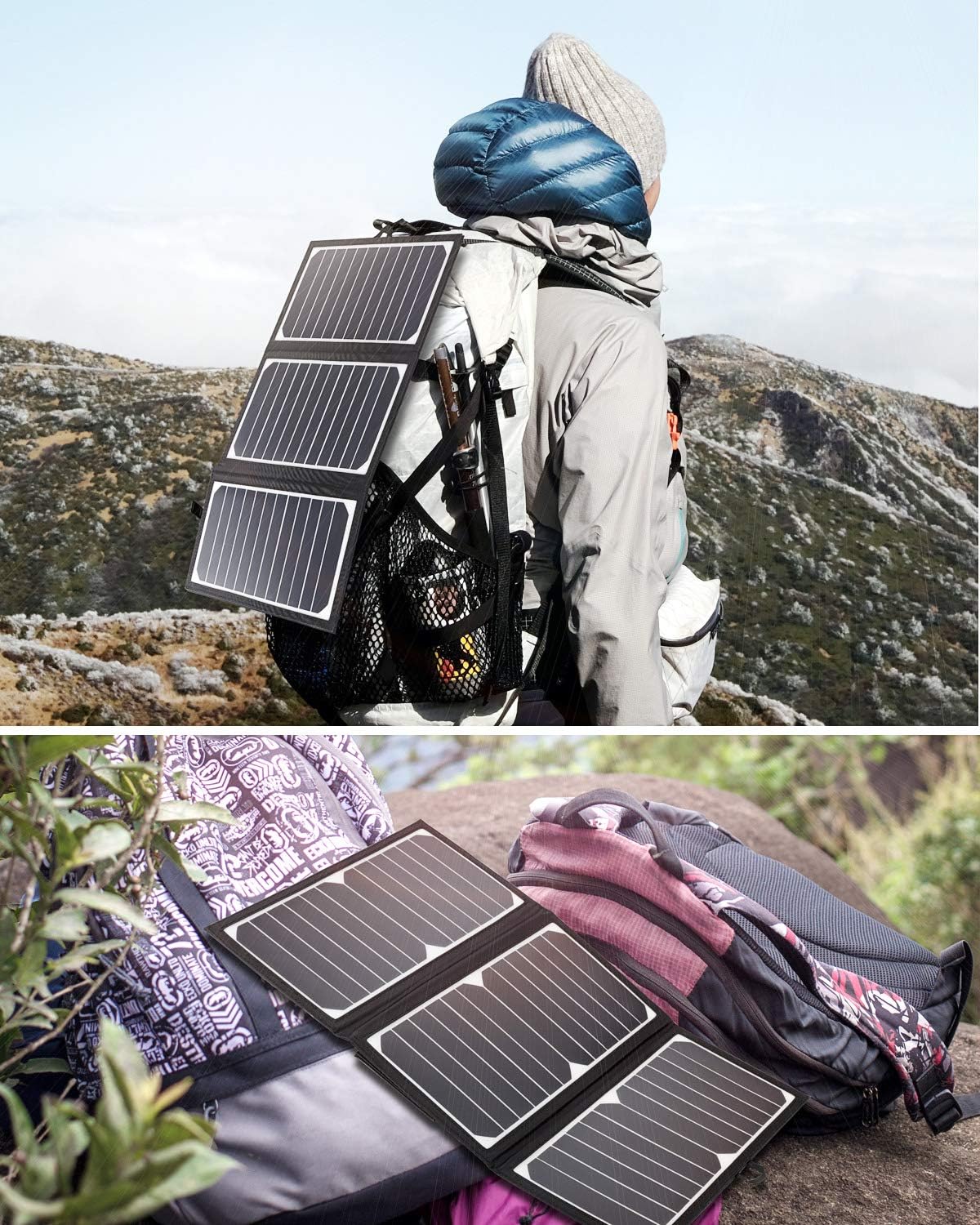 KINGSOLAR Solar Charger 21W Portable Solar Panel Charger with 2 USB Ports, Waterproof Camping Foldable Portable Solar Charger for Cell Phone Tablet GPS iPhone iPad Camera Electronic Device and More: Home Audio & Theater