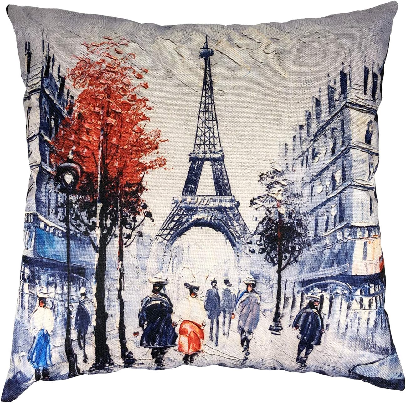 MuaToo Decorative Art Paris Street View Painting Printed Throw Pillow Case Cushion Cover 20" x 20" 50x50cm