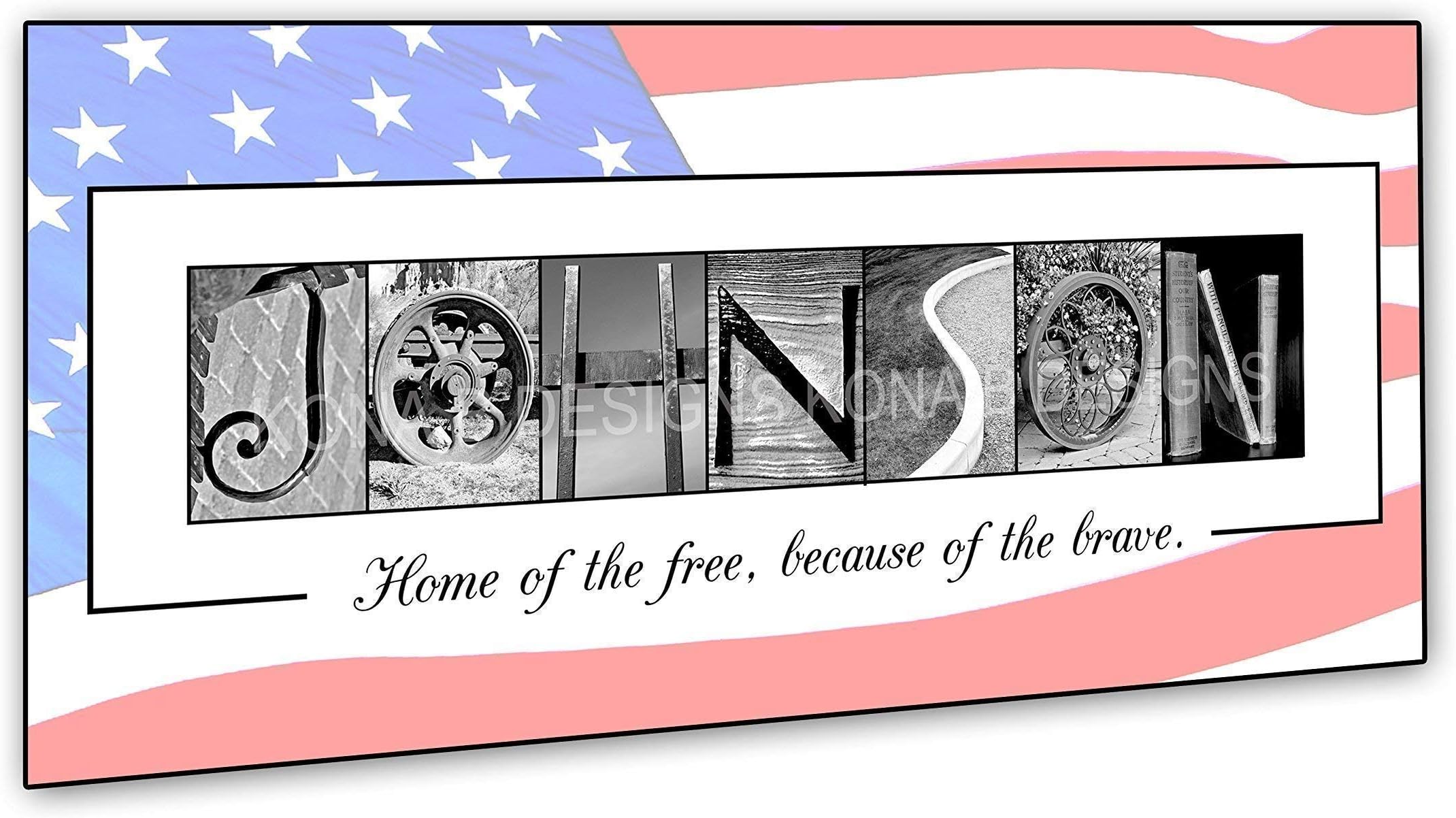 Veteran's Gift - Patriotic Gift - Military Gift - Personalized Housewarming Gift - Creative Letter Art Alphabet photography Name Sign