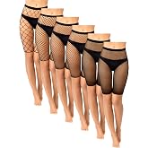 Sintege 6 Pairs Fishnet Shorts Elastic | High Waisted Sheer Mesh for Women, See Through Style, Stretchy Fit, Layering Under Dresses or Skirts, Club Festival Wear