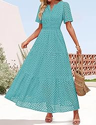 ZESICA Women's 2025 Summer Short Sleeve Maxi Dress