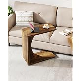 Tribesigns C-Shaped End Table for Couch, Sofa Side Table, C Table for Small Space, Living Room, Bedroom (1, Brown)