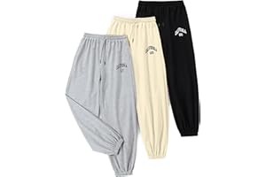 EXARUS 3 Pack Girls Sweatpants Joggers Teen Sweat Pants Cute Baggy Tween Trendy Clothes Preppy with Pockets