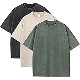 3 Pack Oversized T Shirts for Men Stone Washed Vintage Graphic Tees Heavyweight Cotton Shirts Loose Fit Casual Tshirts