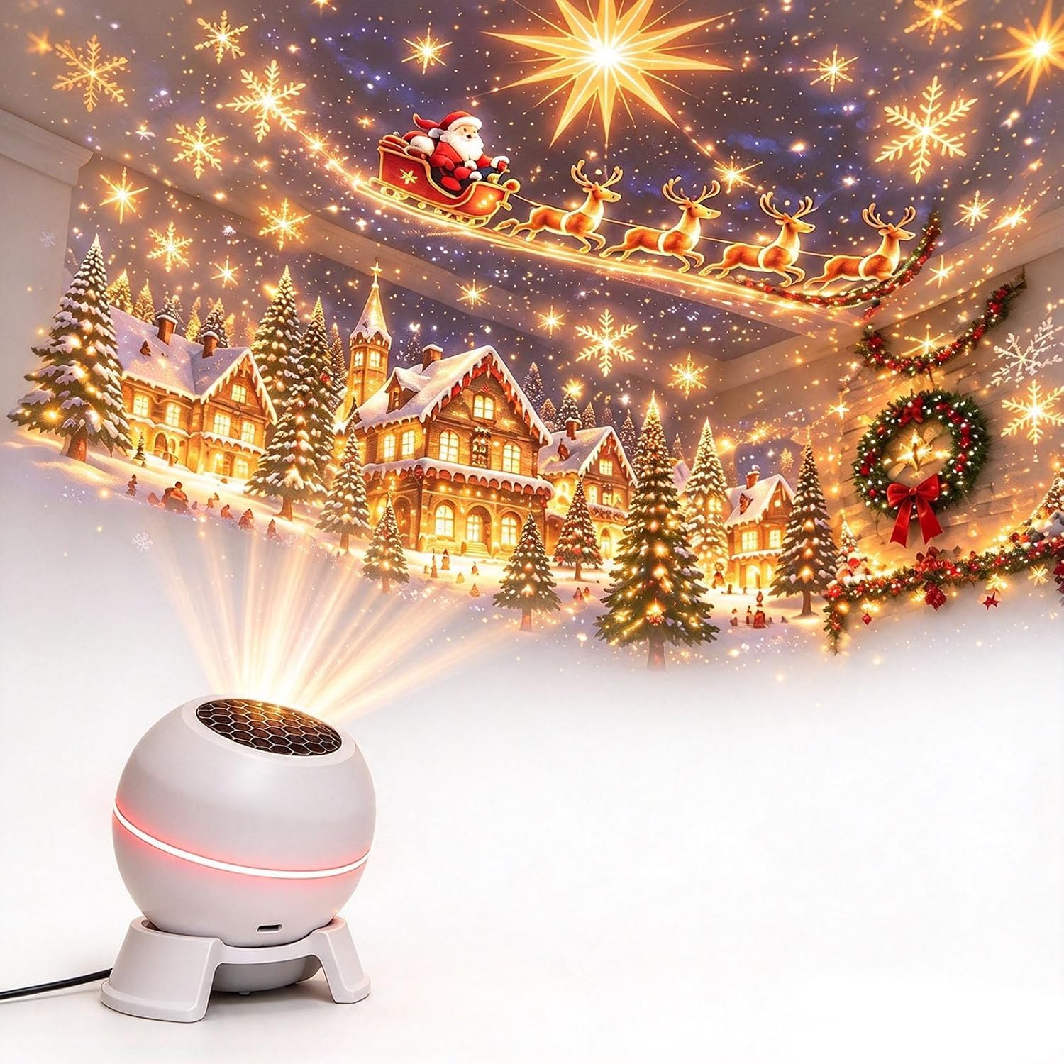 Magical Christmas Projection Night Light Holiday Room Transformer | Holiday Projector, Room Ambiance, Night Light, Christmas