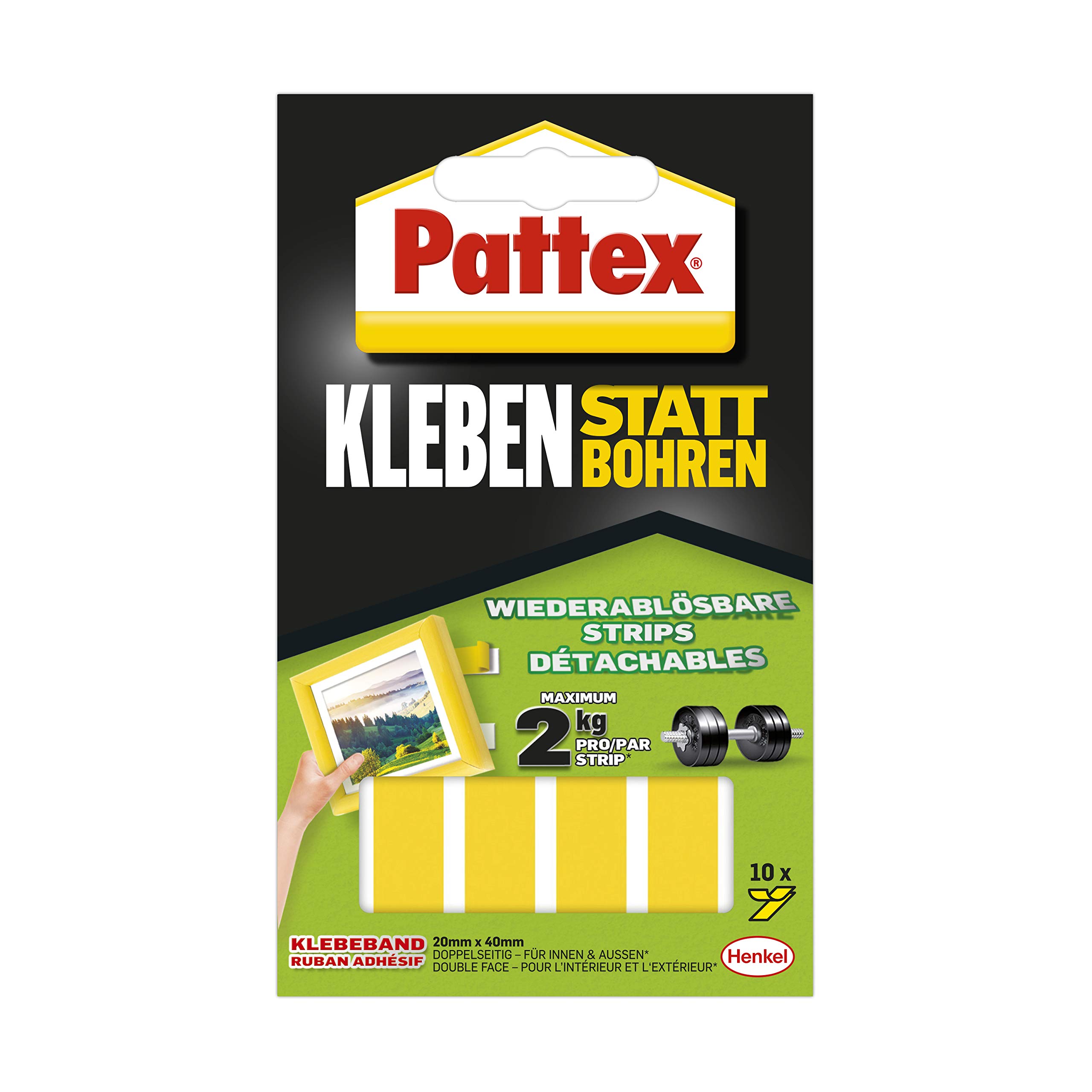 Pattex 828663 "Gluing Instead Of Drilling" Adhesive Strips, Yellow