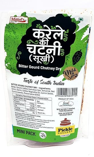 PICKLE GALLERY Mittals Dry Bittergourd Karela Chutney Pouch-100gm Each (Pack of 2)