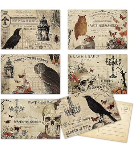 Vintage Halloween Postkarten – 24 Gruselige Motive, Ideal Für Postcrossing & Grußkarten