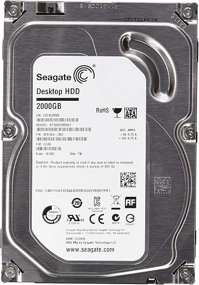Seagate Desktop 2TB 3.5 Inch Internal SATA Hard Drive 7200 RPM 64MB 6GB/S