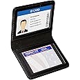 Perfect Fit Shield Wallets 2 ID Leather License Holder Bifold Double I.D. Credit Card Gun Permit For Larger Cards Wallet Case (Black)