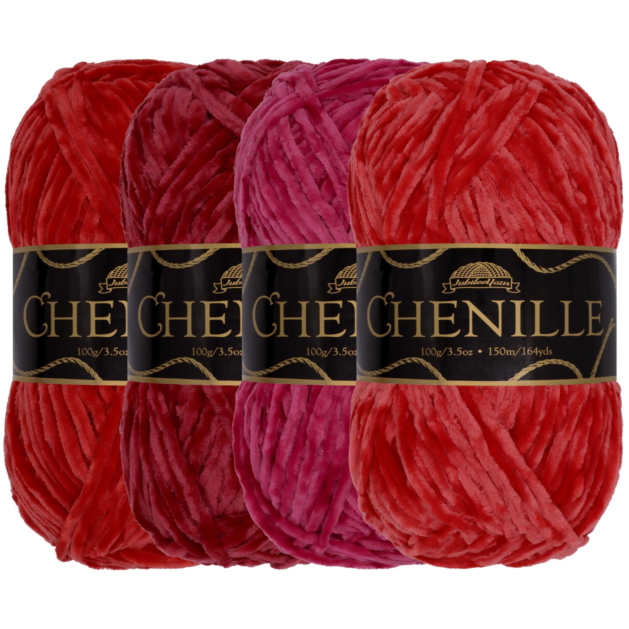 JubileeYarn Chenille Yarn - Worsted Weight - 100g/Skein - Shades of Red - 4 Skeins — image 1