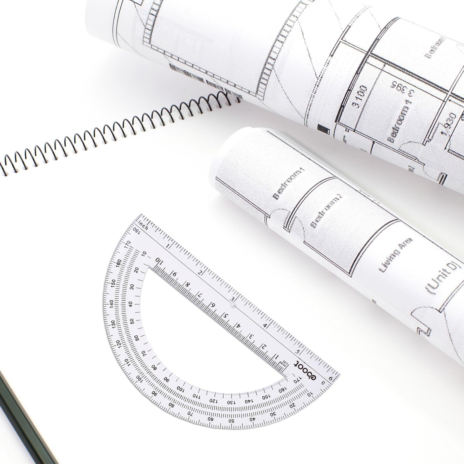 Plastic Protractor Math Protractors 180 Degrees, 6 Inch, Clear, Pack of 2 : Office Products
