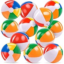 4 Balles Gonflables PVC Arc-en-Ciel + Pompe - 21,6 Cm - Jeu Plage Et Extérieur - Pack Orange