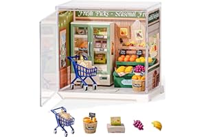 Rolife Super Creator Mini Series Fruits Shop, DIY Plastic Miniature Kits Retail Store Series, Mini Model House Building Set f