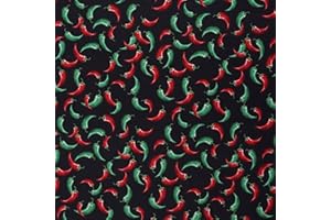Mook Fabrics Cotton Chili Peppers, Black Cut by The Yard