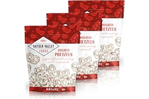 Hayden Valley Foods Holiday Yogurt Flavored Covered Pretzels | 5 oz Bags (Pack of 3) | Gourmet Christmas Snack Gift