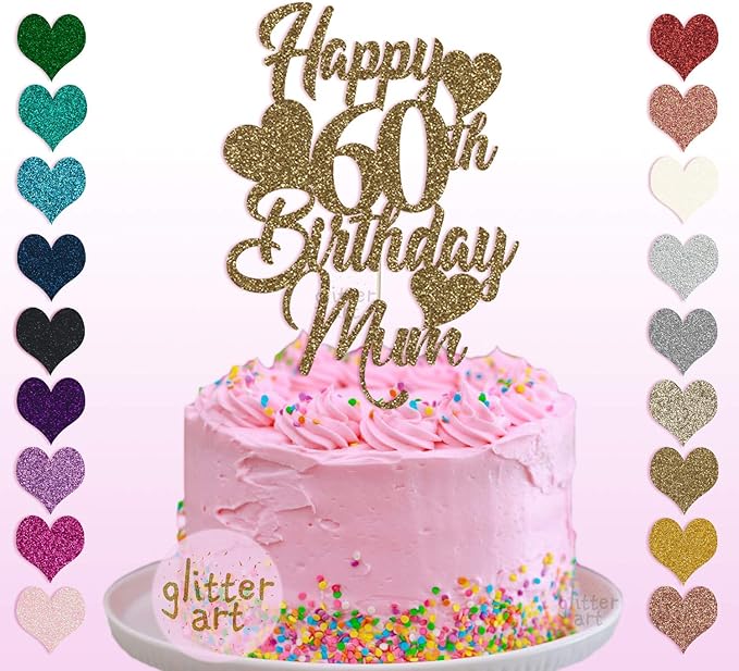 Personalised Custom Happy 60th Birthday Mum Party Cake Topper Name Any