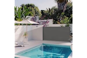 Canopee Manual Retractable Side Awning – Durable, UV-Resistant, Waterproof Privacy Screen Outdoor Sunshade Shelter for Patios, Backyard, Garden, and Balconies, Easy Installation (Gary, H63 × W118)