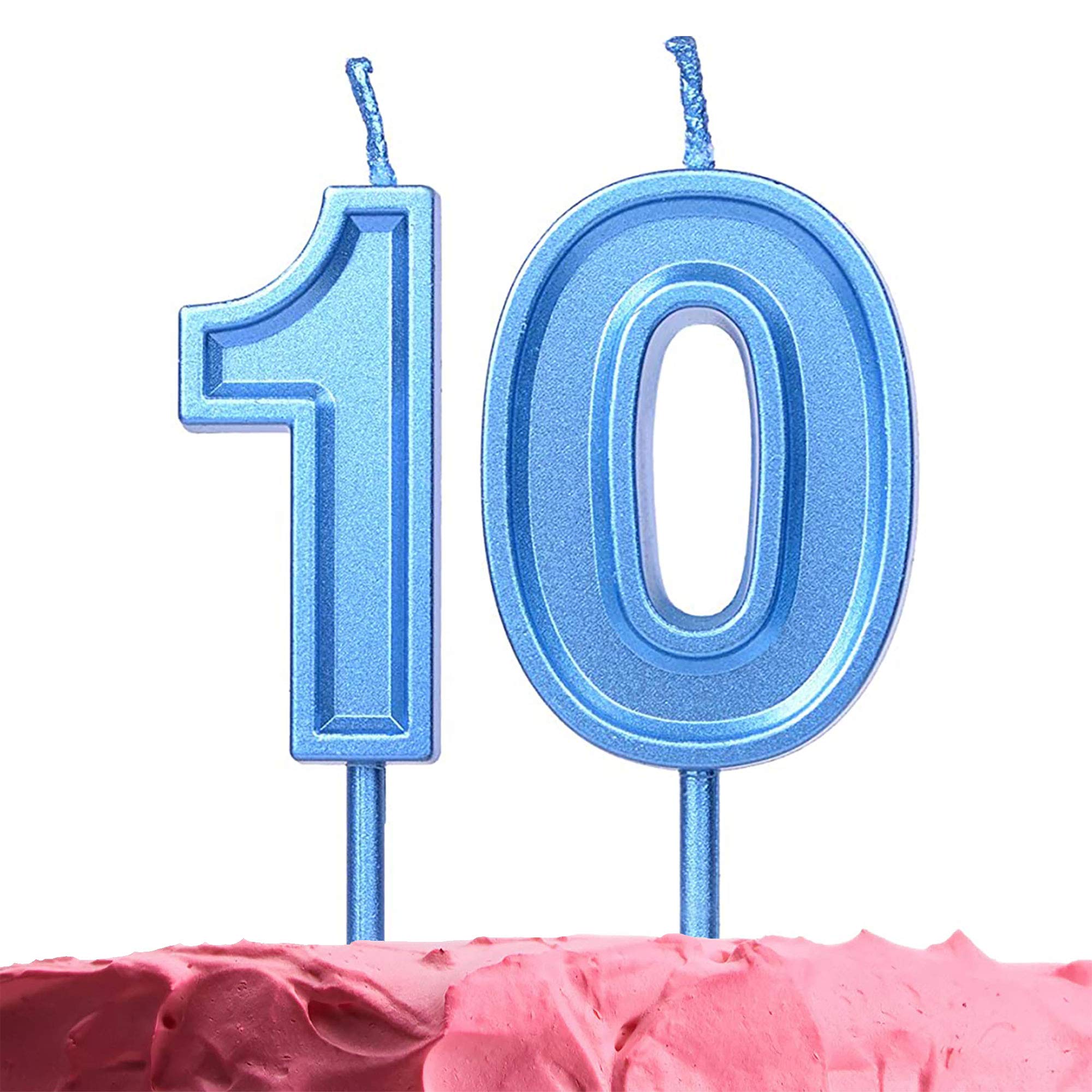GET FRESH Number 10 Birthday Candle – Blue Number Ten Candles on Sticks – Number Candles for Birthday Anniversary Wedding Party – 10 th Birthday Candles for Cake Decoration – Blue 10 Candles