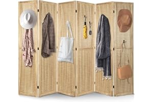 Babion 6 Panel Pegboard Display, Pegboard Room Divider Freestanding Folding Privacy Screens Display Stand for Craft Shows (Natural)