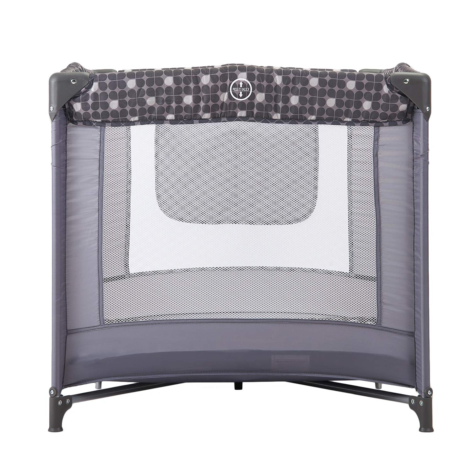Pamo Babe Lightweight Playard, Packable Sturdy Easy Setup Baby Playard with Mattress and Carry Bag(Grey)