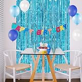 CHRORINE Light Blue Metallic Tinsel Curtain 6.5ft Door Fringe view 7