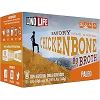 LonoLife - Chicken Bone Broth Single Serve Cups - 8g Collagen Protein - Grass-Fed, Gluten-Free - Keto & Paleo Friendly - 10 c