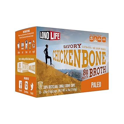 Amazon Com Lonolife Chicken Bone Broth Powder With 8g Protein Paleo And Keto Friendly Single Serve Cups 10 Count Grocery Gourmet Food