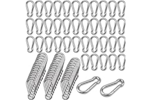 V-CHEN 100Pcs 2.4" Carabiner Clip Spring Snap Hook, M6 2-3/8 Inch Heavy Duty Galvanized Steel Spring Snap Hook, Quick Link Keychain Clip for Keys Swing Set Camping Fishing Hiking Traveling(260 lbs Capacity)