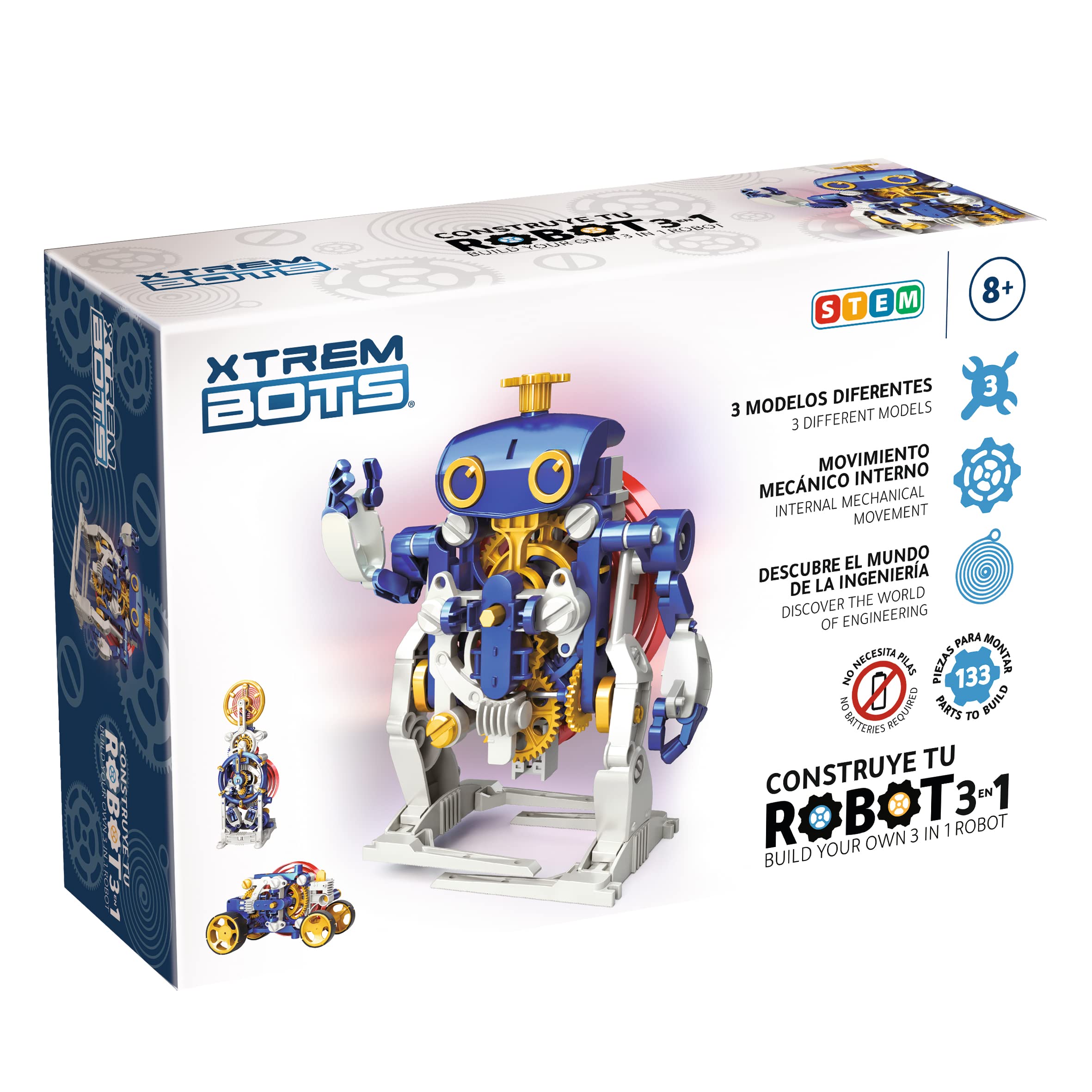 Xtrem Bots - Robotics Workshop | Robot for Kids | Kit 12 Robots in 1 | Robot Kids 8 Years old | Robotics for Children 10 Years old (Build your own 3 in 1 robot)