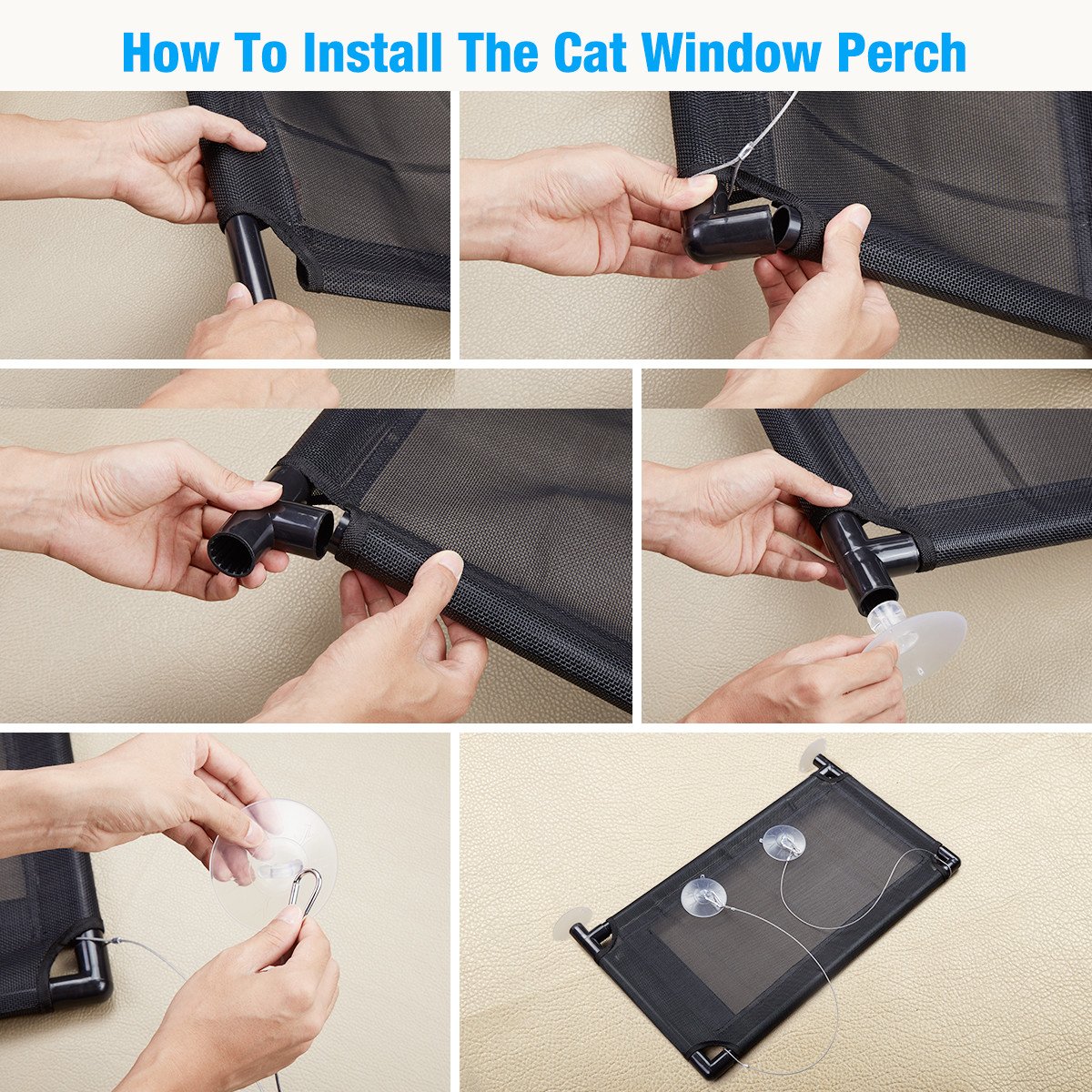 isYoung Cat Window Perch, Mounted Cat Sunshine seat Pet Hammock Kitty Bed Perch Cushion with 4 Ultra Heavy Duty Suction Cups Cat Bed Holds Up To 60lbs