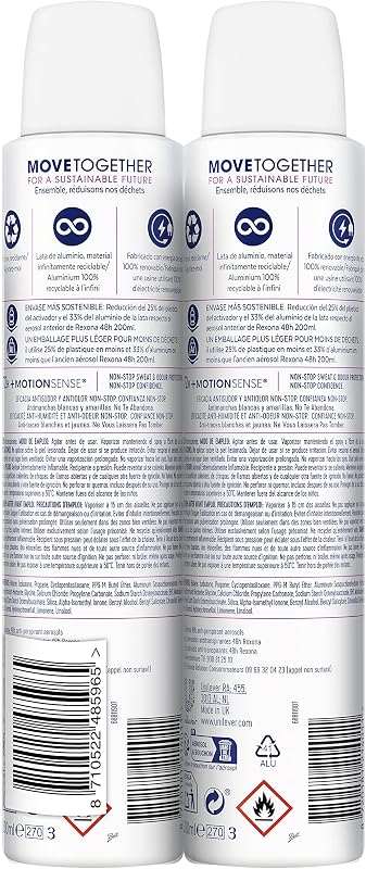 Rexona desodorante invisível spray antitranspirante para mulheres, antimanchas, 2 x 200 ml, embalagem pode variar
