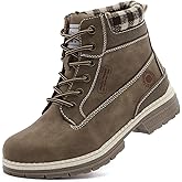 ANJOUFEMME Work Hiking Boots for Women Waterproof - Womens Outdoor Ankle Boots Lightweight Snow Winter Boots for Trekking Walking
