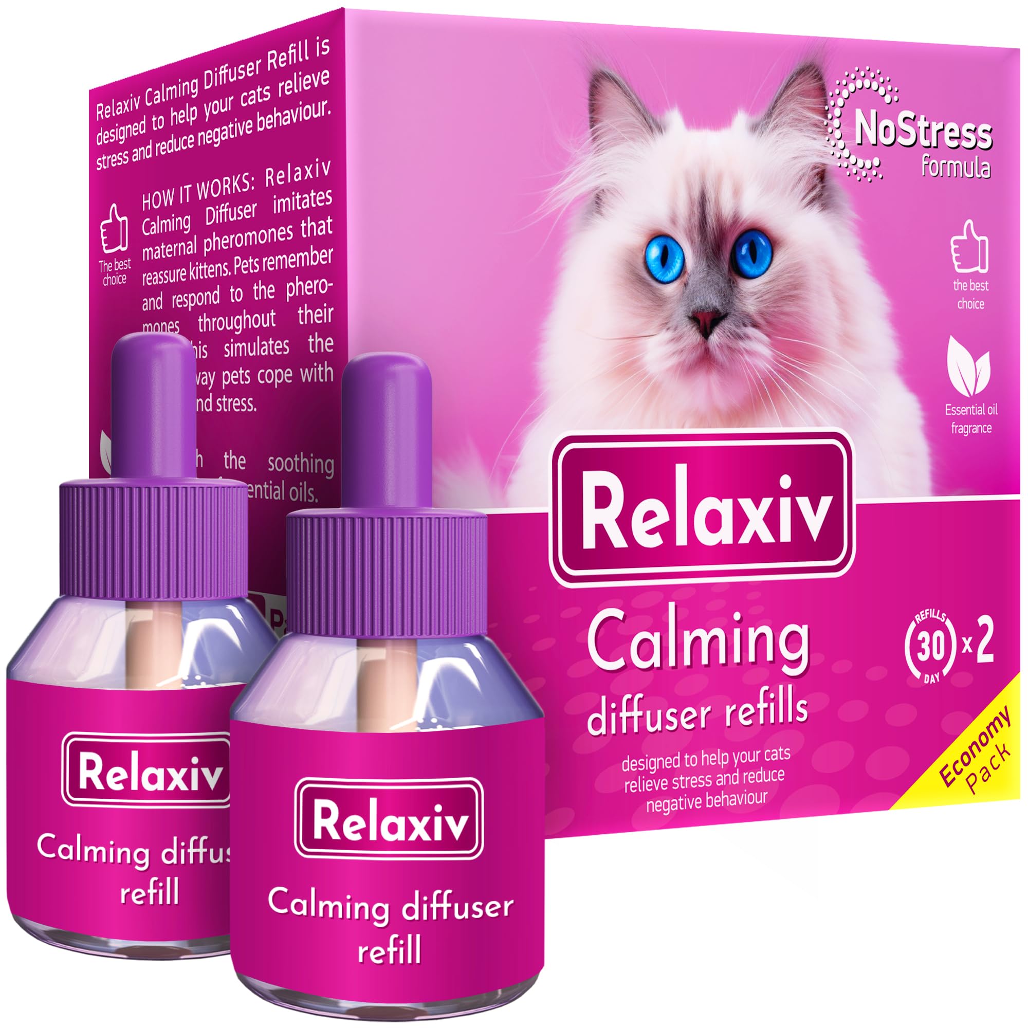 Beloved Pets Cat Calming Diffuser Refill & Pet Anti Anxiety Products - Feline Calm Pheromones & Cats Stress Relief Comfort Help with Pee, New Zone (2 refills (Diffuser is not included))