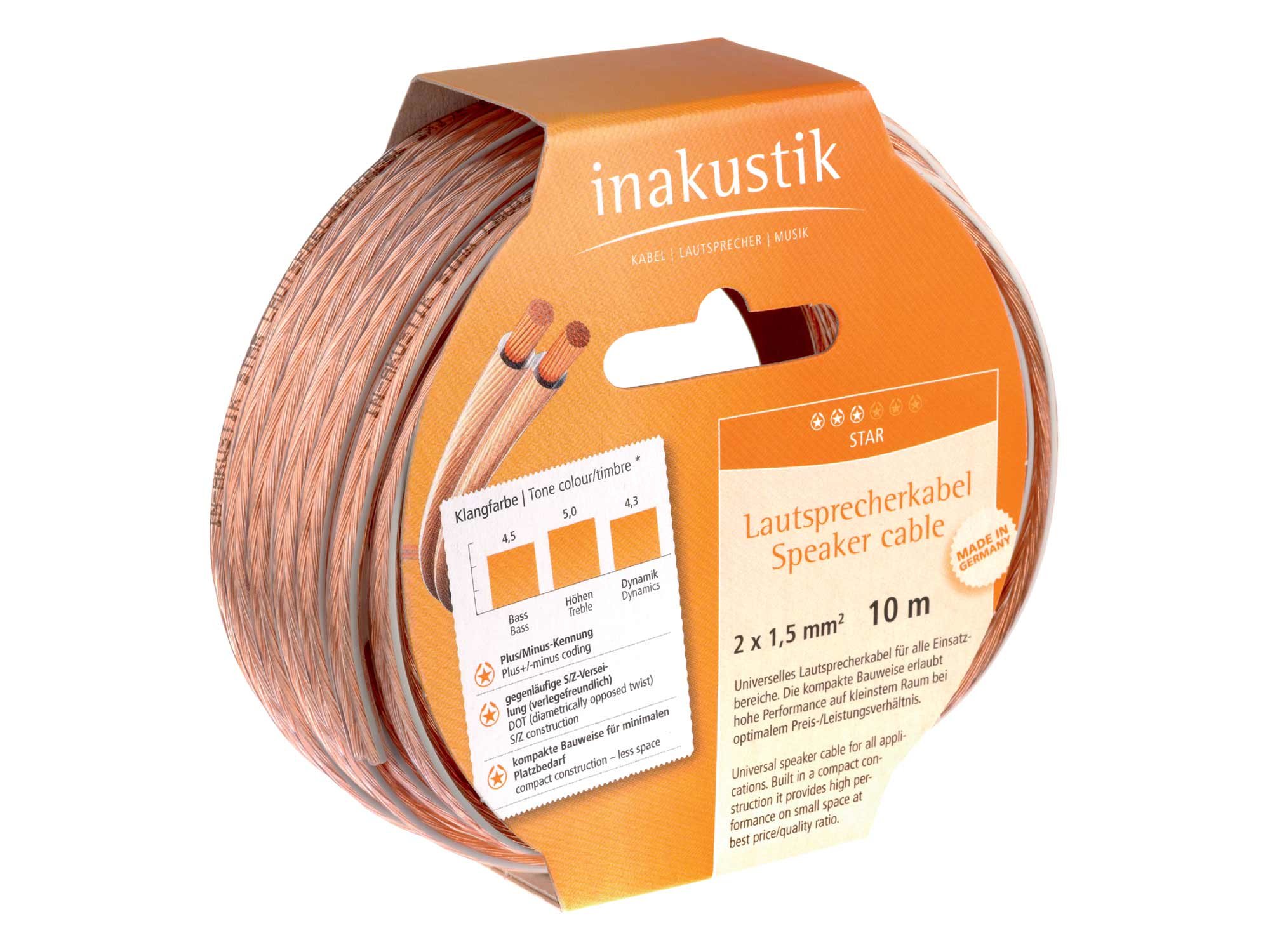 In-akustik Star Loudspeaker Cable 2x 1.5 mm² / 20 m Spool/Box of 20
