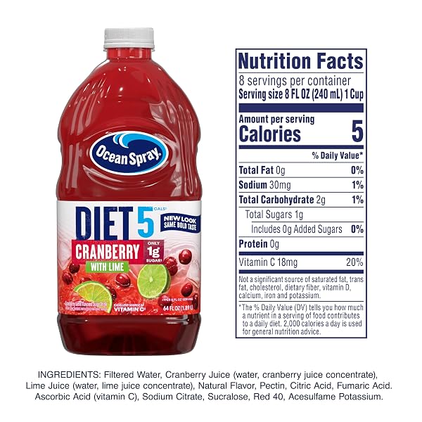 OCEAN SPRAY® DIET CRANBERRY WITH LIME JUICE DRINK, 64 FL OZ BOTTLE