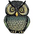 Artpaul Owl Statue Home Decor Small Owl Figurines Shelves Decorations for Home Office Living Room Decor Gifts for Owl Lovers (Black-Green)