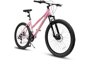 Ecarpat 24 26 Inch Women Girls Mountain Bike, Disc/V Brakes 21 Speeds Women Bike, Sturdy Steel Frame and Suspension Fork, Stylish Adult and Teens Bicycle for Urban Trail Snow Commuter