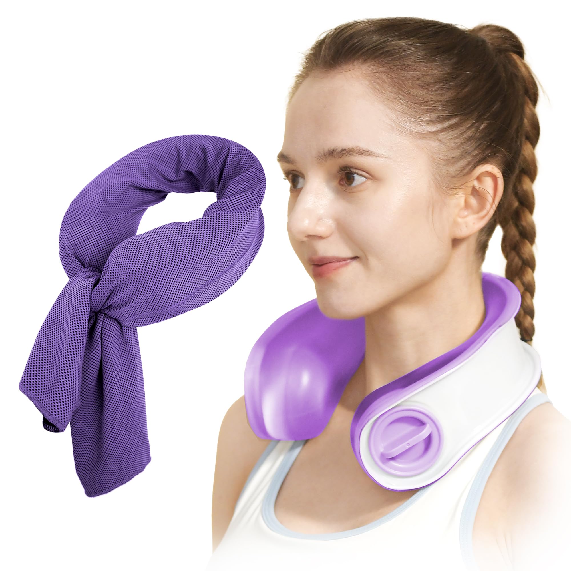 Photo 1 of samply Reusable Ice Packs for Neck and Shoulder, Cold Compress, Relief of Pain, Swelling, Sprains, Office Pressure, Wearable Neck Cooler Towels of Cooling Wraps for Hot Weather,Light Purple