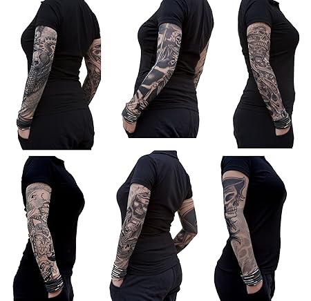 Oblique Unique® Nylon Tattoo Ärmel - Totenkopf - Skull - Einzeln oder als 6er Set (6er Set)