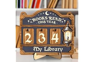VINATIMES Books Read This Year Counter, Reading Tracker Sign for Home Library Decor, Book Suncatcher Ornament, Book Lover Gift for Librarian, Reader, Teacher, Women, Bookshelf Accessories for Wall & Table FF754