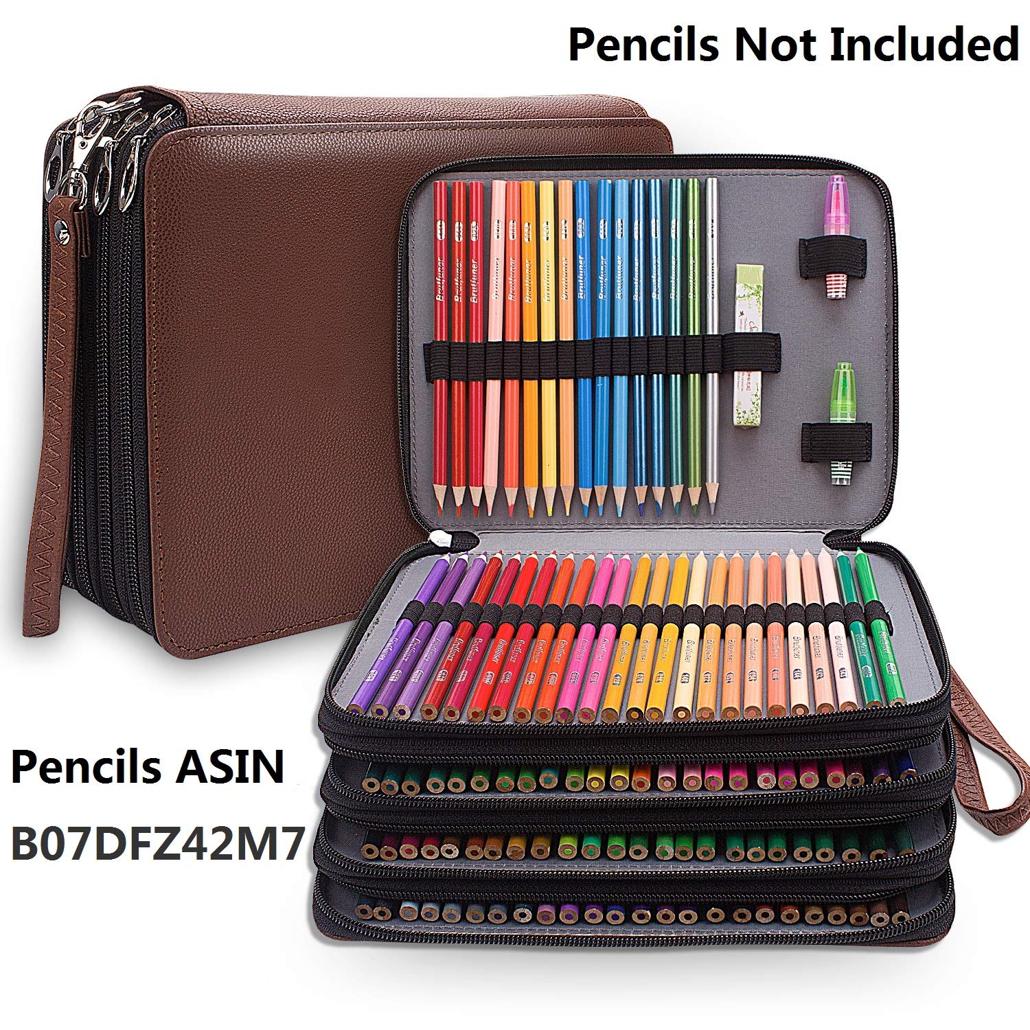 Large Pencil Case PU Leather Pencil Holder with 184 Slots Portable