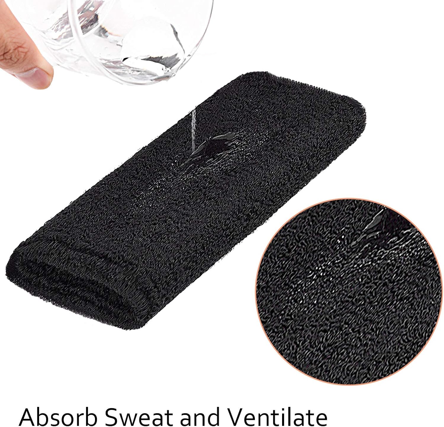 WILLBOND 6 Inch Wrist Sweatband Sport Wristbands Elastic Athletic Wrist Bands for Sports (Black) : Clothing