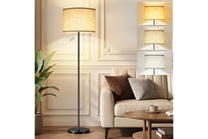 FUNNYBEHOM Floor Lamp, Floor Lamps for Living Room 3 Color Temperature Standing Lamp with Pull Chain Switch, Black Floor Lamp